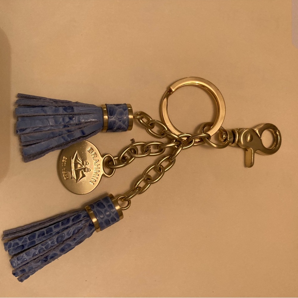 Brahmin tassel key chain with medallion